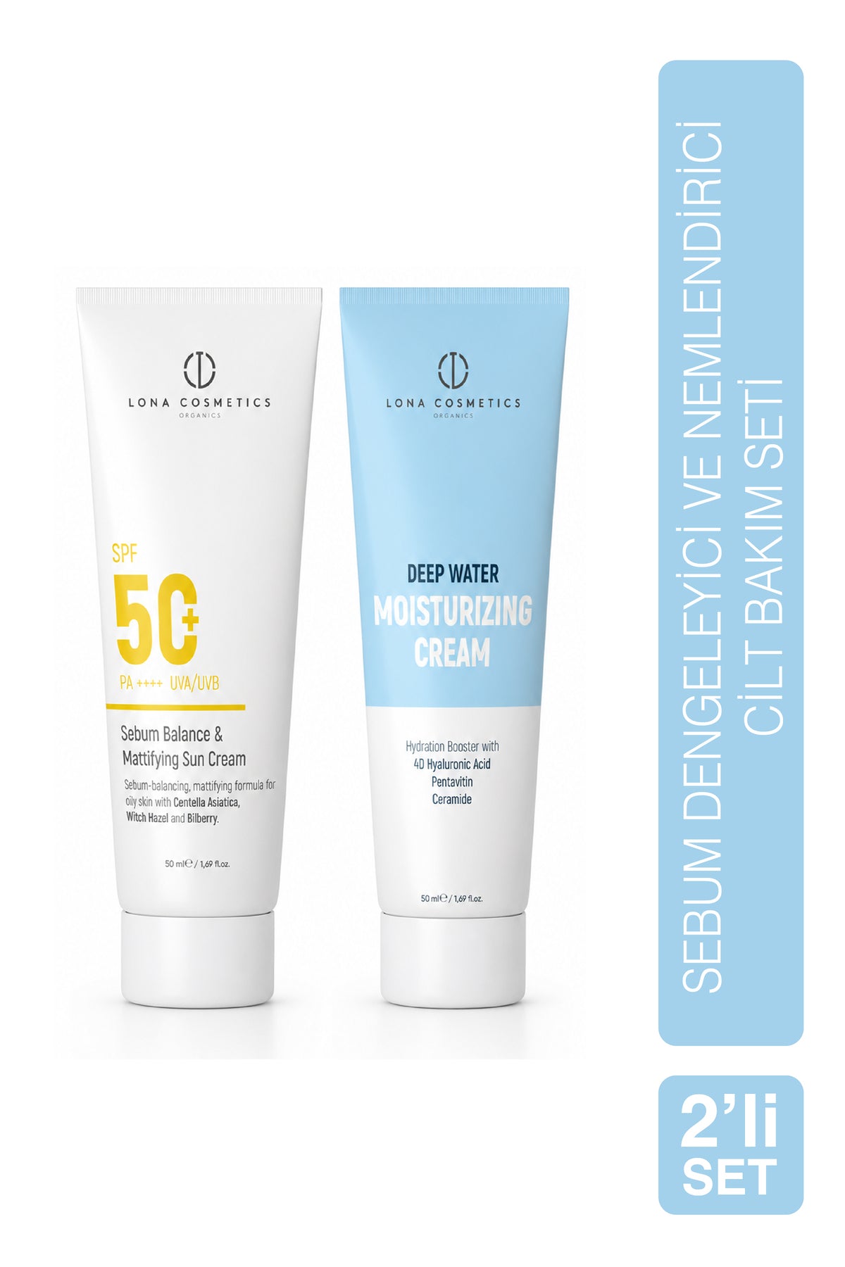 Sebum Dengeleyici Ve Nemlendirici Cilt Bakım Seti: Yoğun Nemlendirici Bakım Kremi & Matlaştırıcı Güneş Kremi SPF 50