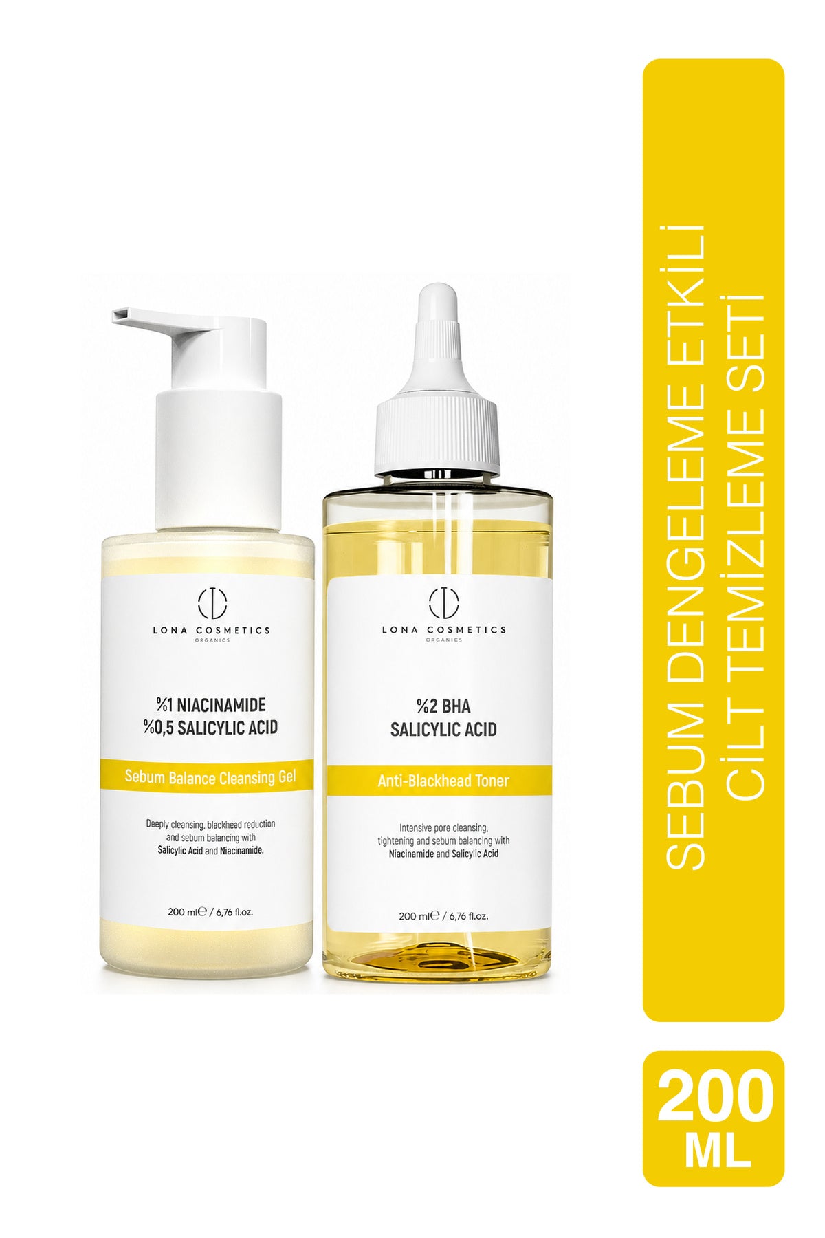 Sebum Dengeleme Etkili Cilt Temizleme Seti: Salisilik Asit Temizleme Jeli & Salisilik Asit Tonik