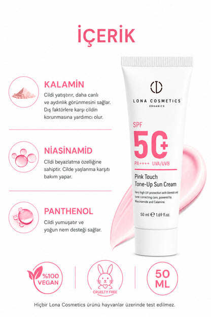 Renk Tonu Eşitleyici SPF 50 Pink Touch Güneş Kremi 50 ml