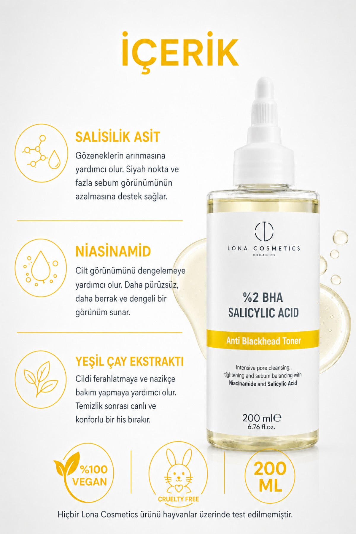 Salisilik Asit Siyah Nokta Karşıtı Gözenek Sıkılaştırıcı Tonik 200 ml