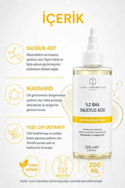 Salisilik Asit Siyah Nokta Karşıtı Gözenek Sıkılaştırıcı Tonik 200 ml