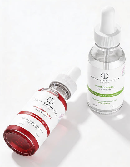Yaşlanma Karşıtı & Yenileyici Bakım Seti - Peptit Complex & AHA+BHA Peeling Serum