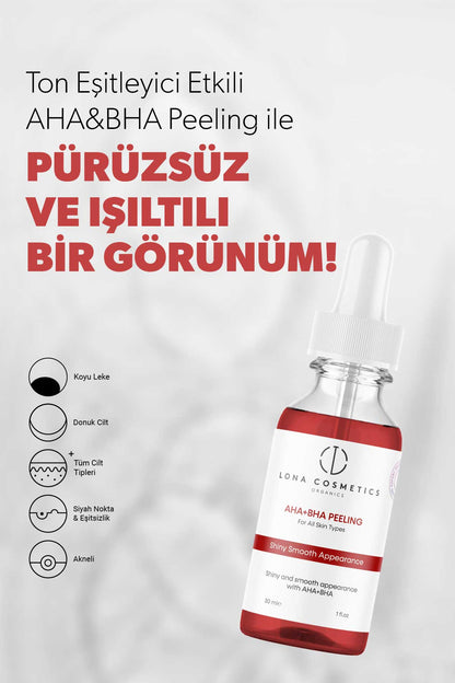 AHA & BHA Canlandırıcı & Cilt Tonu Eşitleyici & Gözenek Sıkılaştırıcı Kırmızı Peeling Cilt Serumu 30 Ml