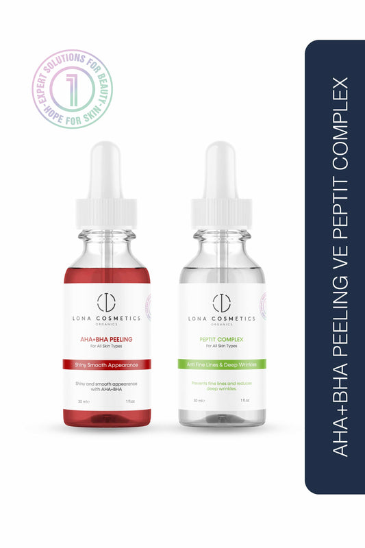Yaşlanma Karşıtı & Yenileyici Bakım Seti - Peptit Complex & AHA+BHA Peeling Serum
